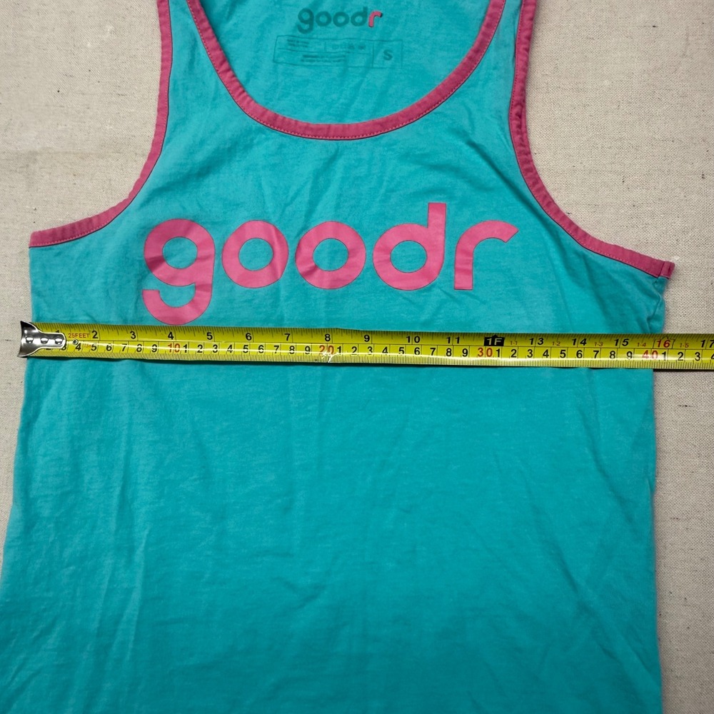 Goodr Womens Graphic Tank Top Teal Blue Pink Logo Activewear Running Shirt Small - Picture 4 of 6